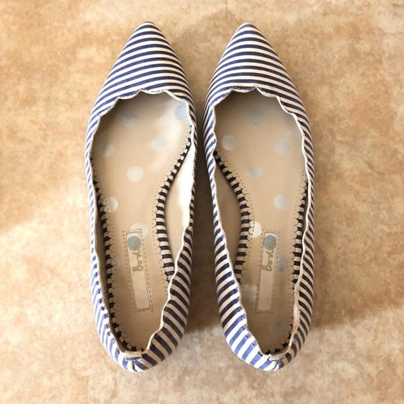 Boden Shoes - Boden Blue White Stripe Pointed Flats